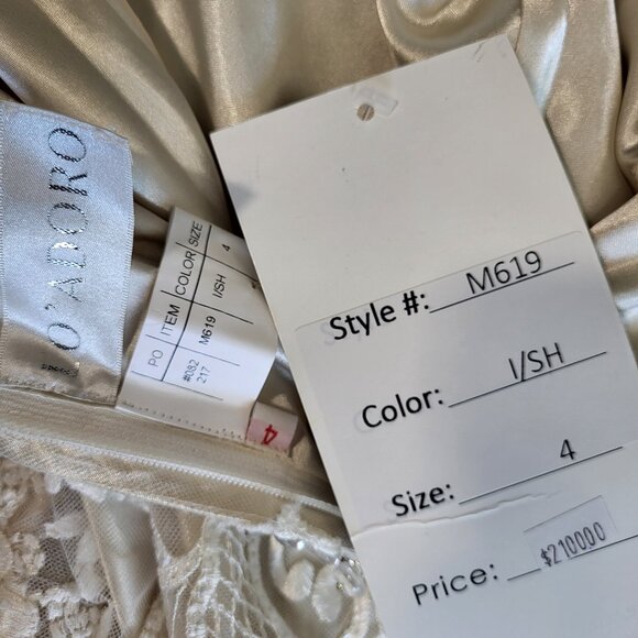 NWT~$2100~LO'ADORO~2/4~IVORY OFF WHITE RHINESTONE DETACHABLE TRAIN WEDDING DRESS - Picture 15 of 16